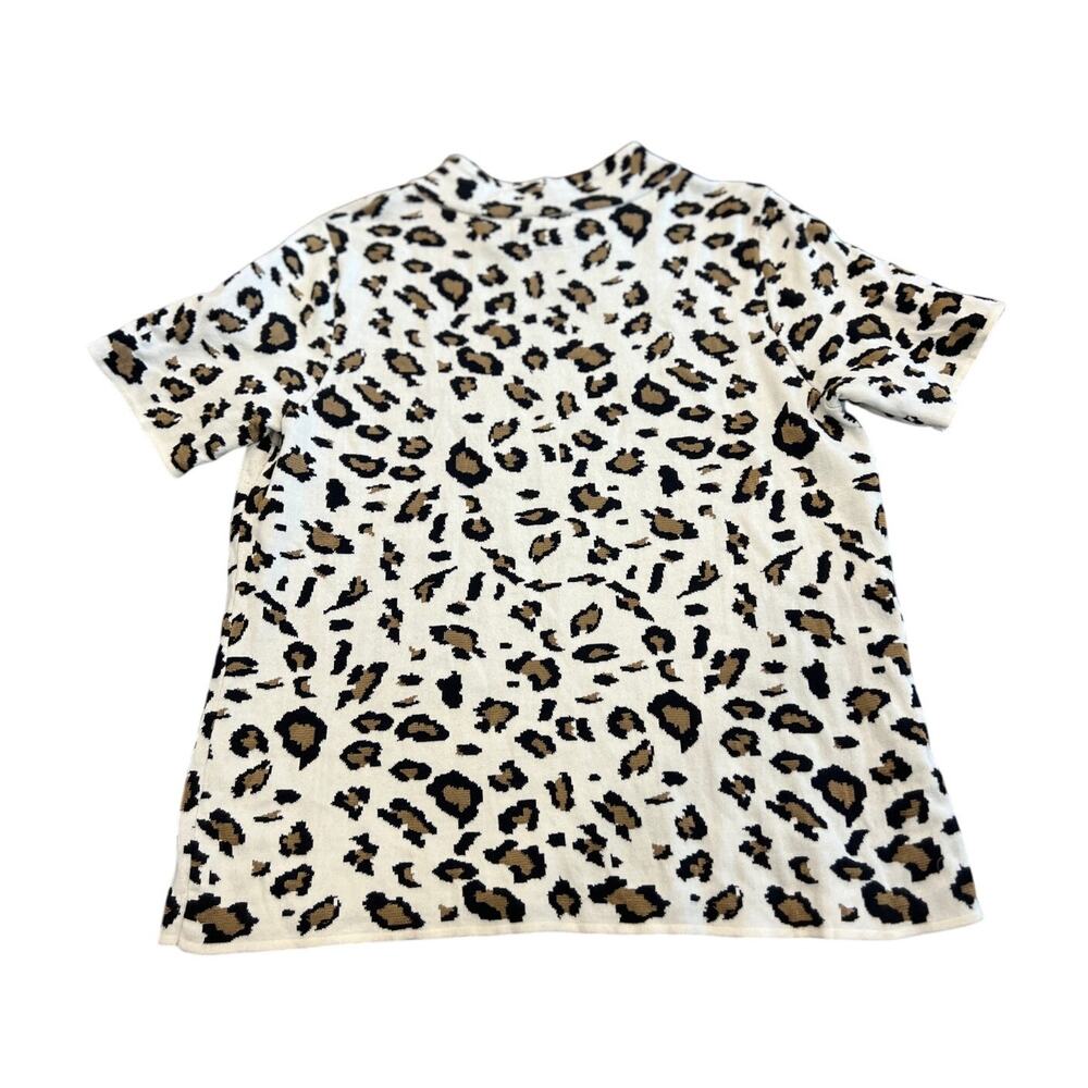Anthropologie Field & Flower Leopard Print Top Women's‎ Large Short Sleeve Shirt